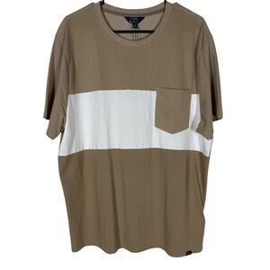 NWT Ben Sherman T-shirt Men's Brown Crewneck Pocket  XL striped two tone